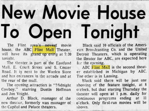 Oct 8 1969 opening NCG Courtland Cinemas, Burton